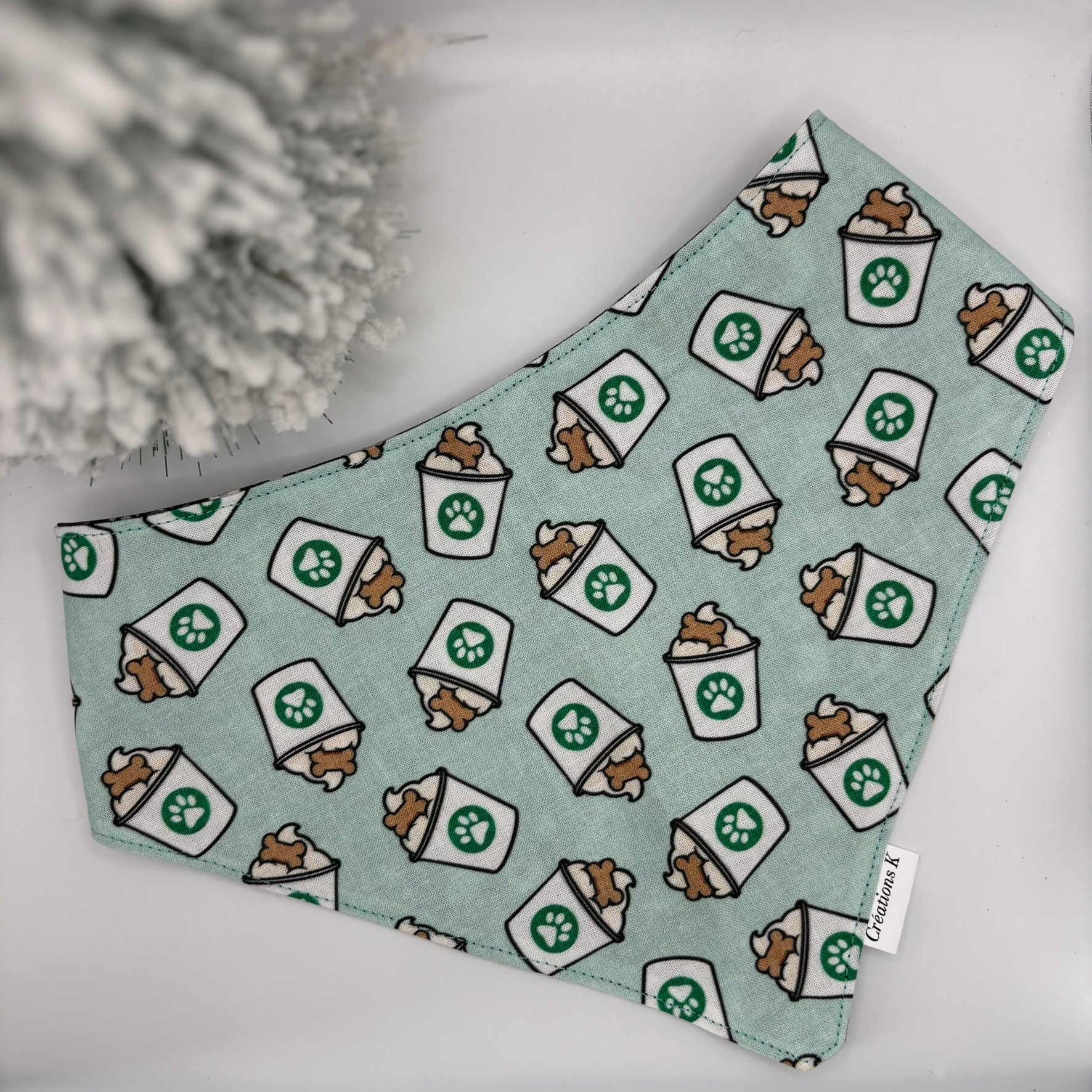 Foulard réversible XL Raton + Puppy café