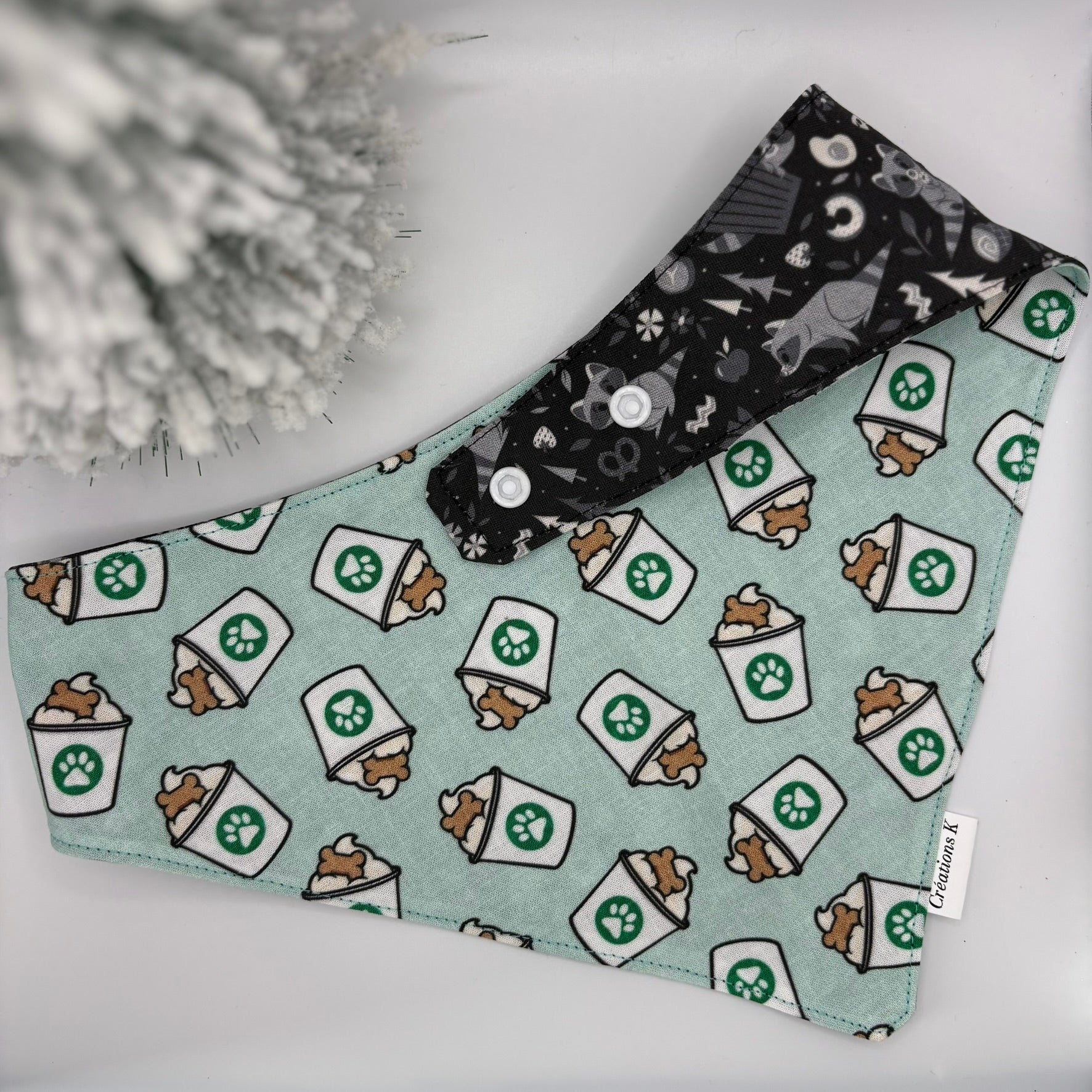 Foulard réversible XL Raton + Puppy café