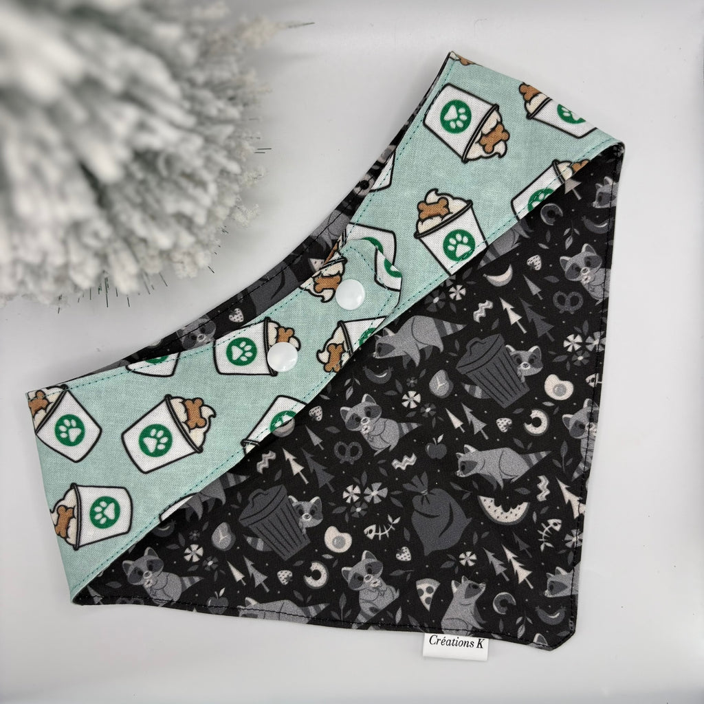 Foulard réversible XL Raton + Puppy café