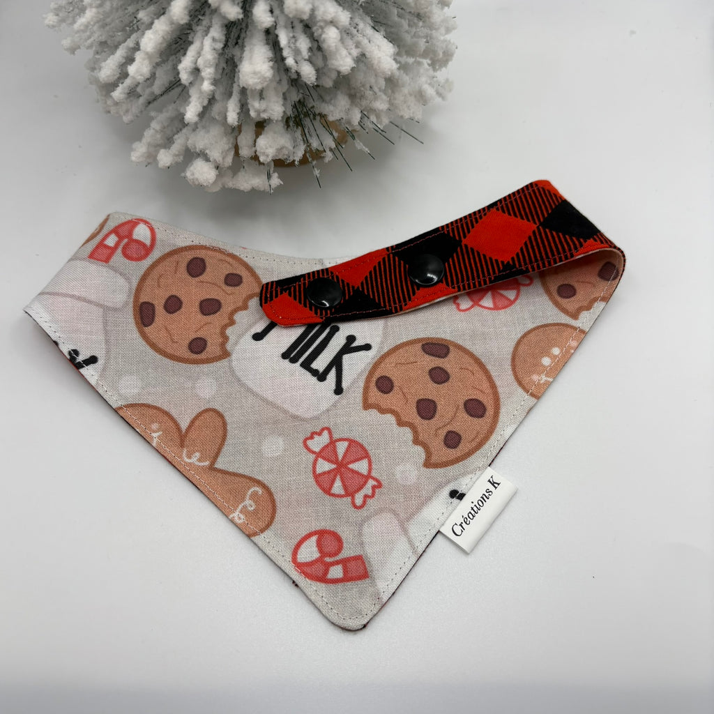 Foulard réversible Médium Biscuit + Carreauté rouge