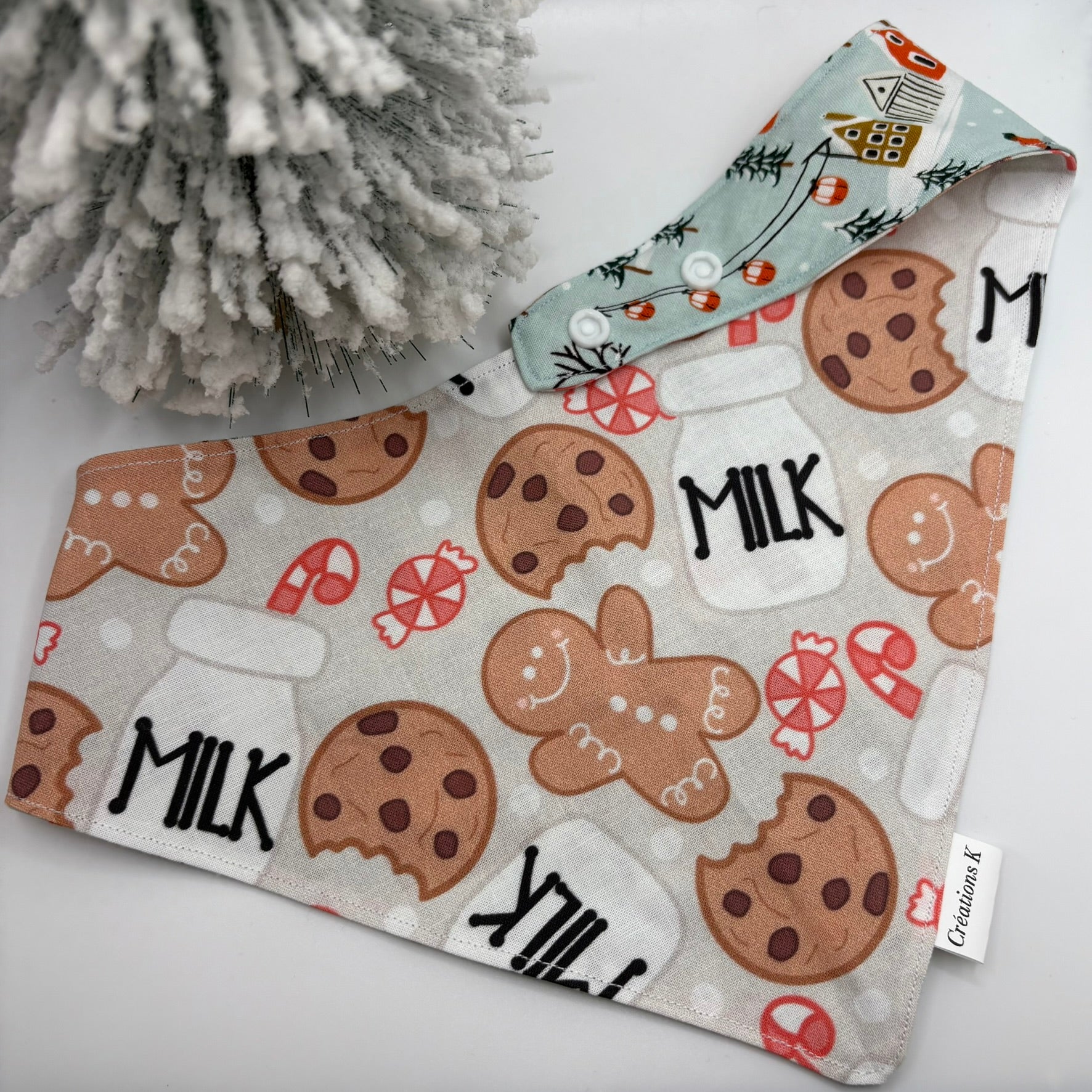 Foulard réversible XL - Biscuits + Village Noël