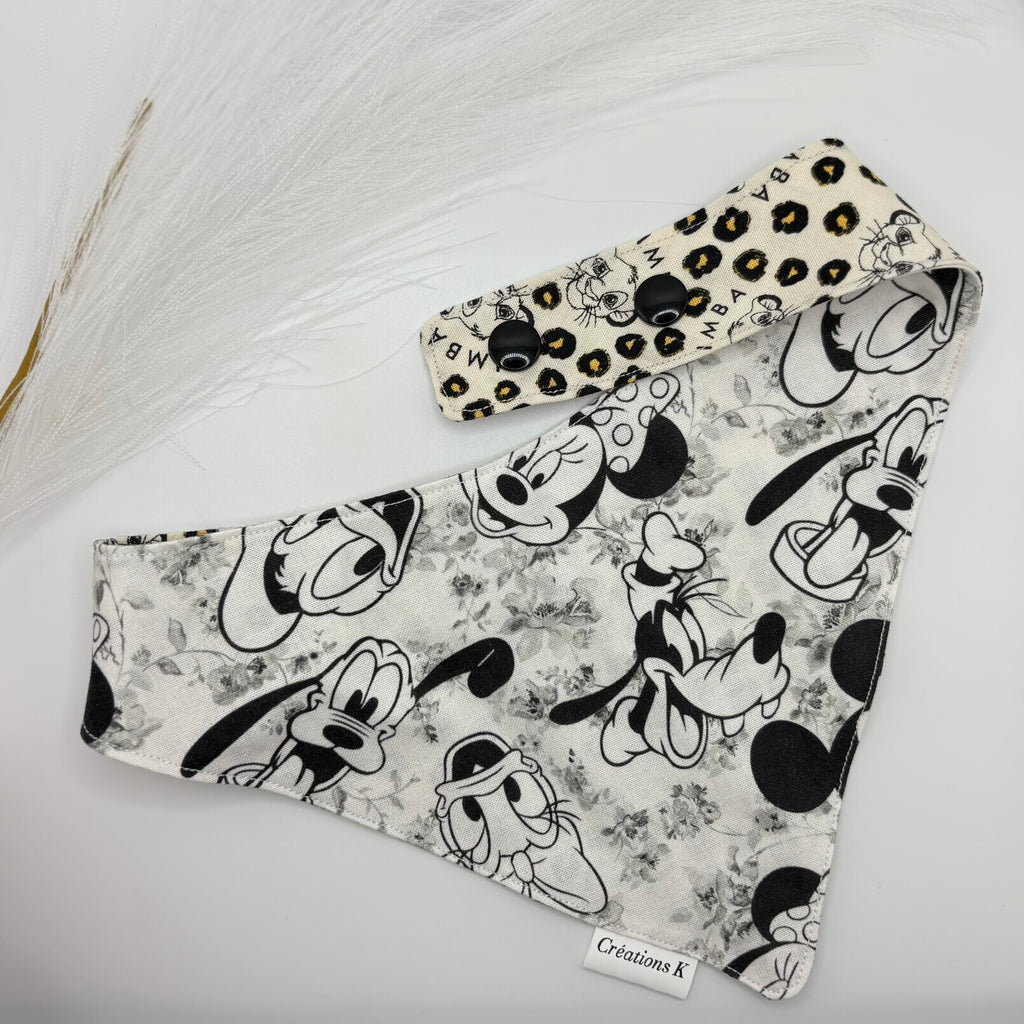 Foulard réversible Large - Simba + mickey