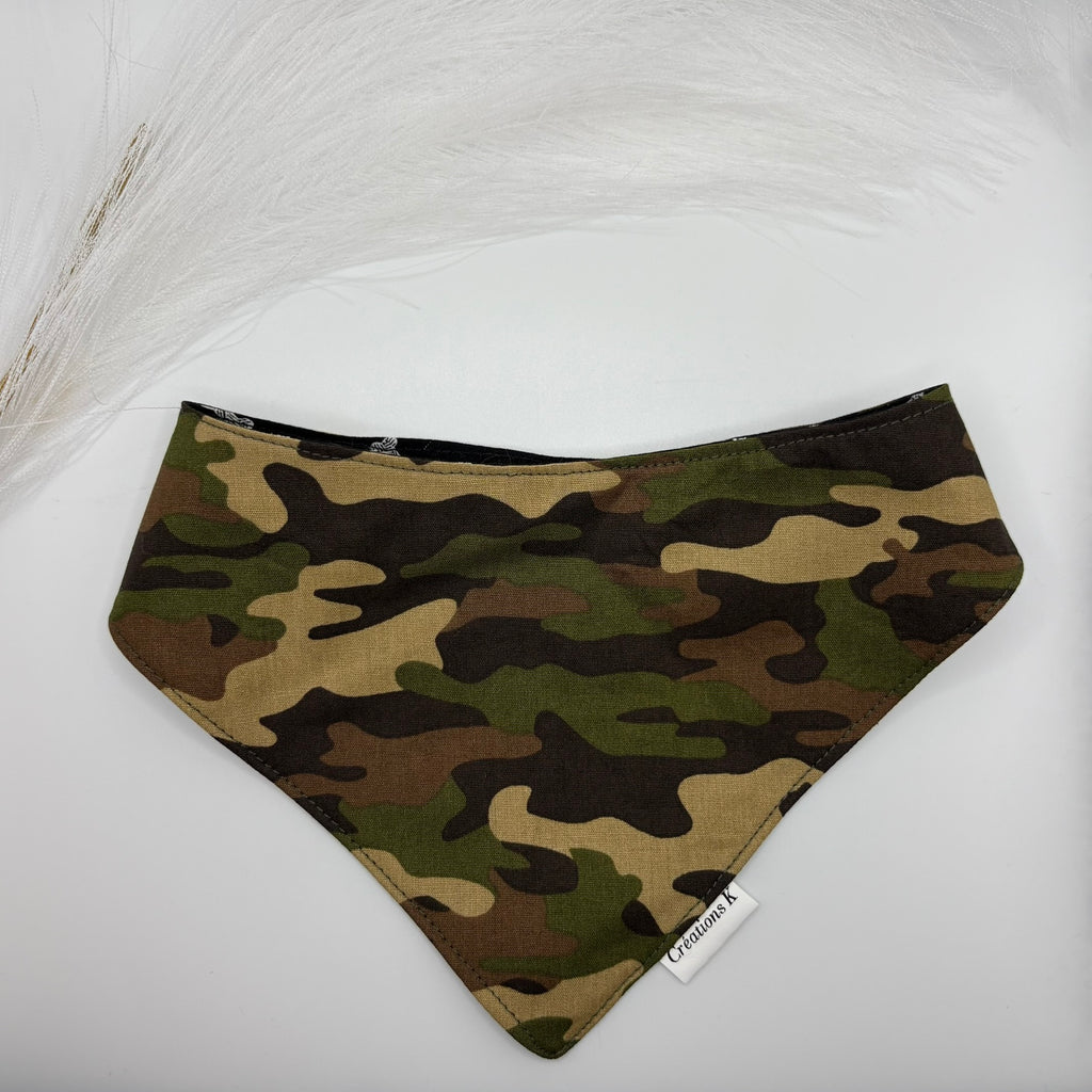 Foulard réversible Large - Militaire + Os