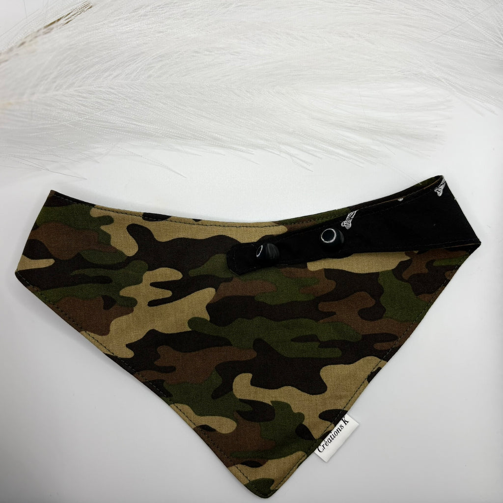 Foulard réversible Large - Militaire + Os