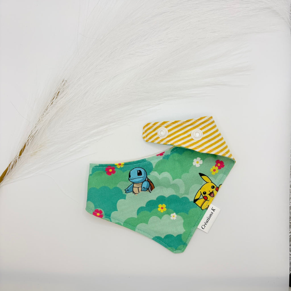 Foulard réversible XS - Pickachu + Ligné jaune
