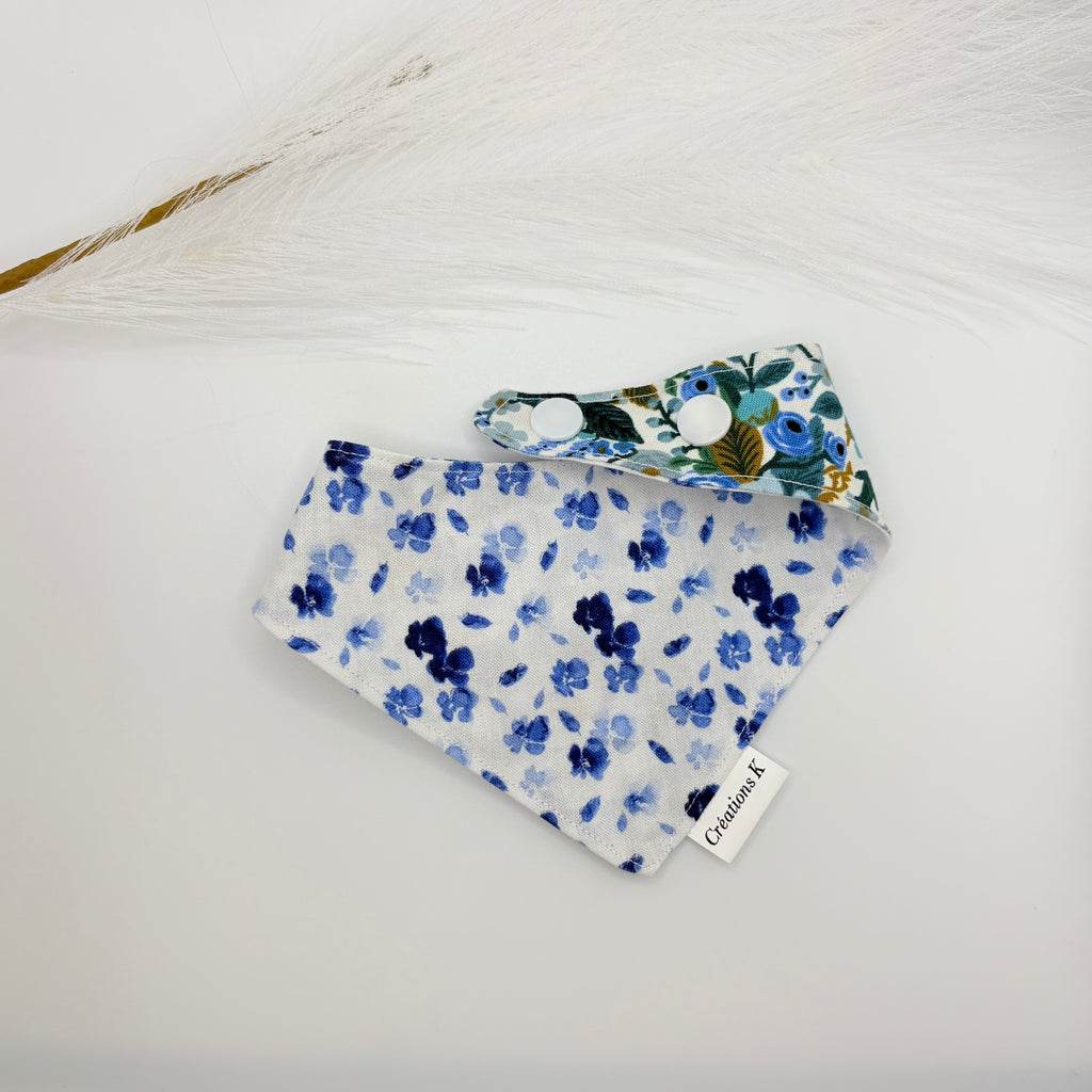 Foulard réversible XS - Fleur bleu