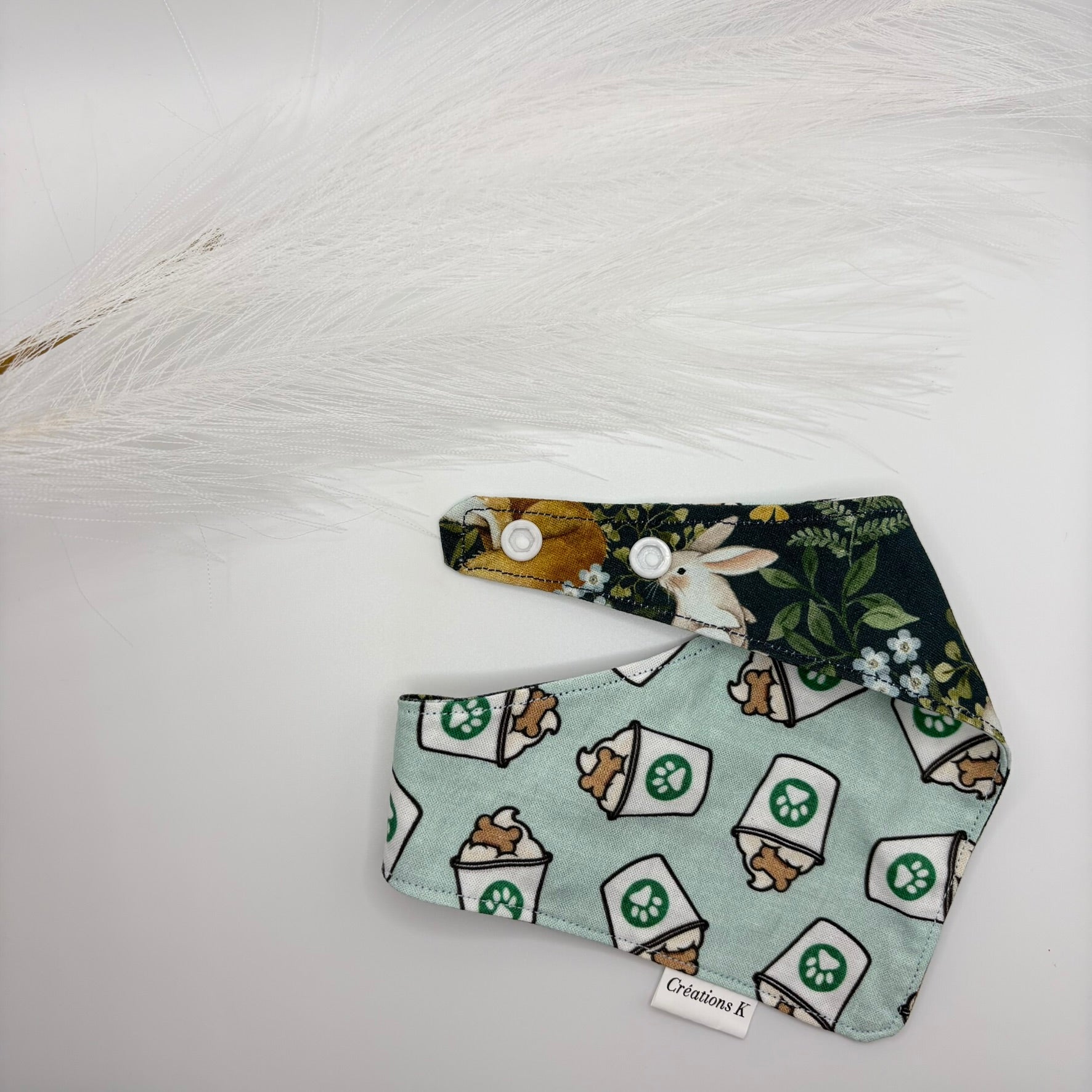 Foulard réversible Small - Puppy café + Animaux