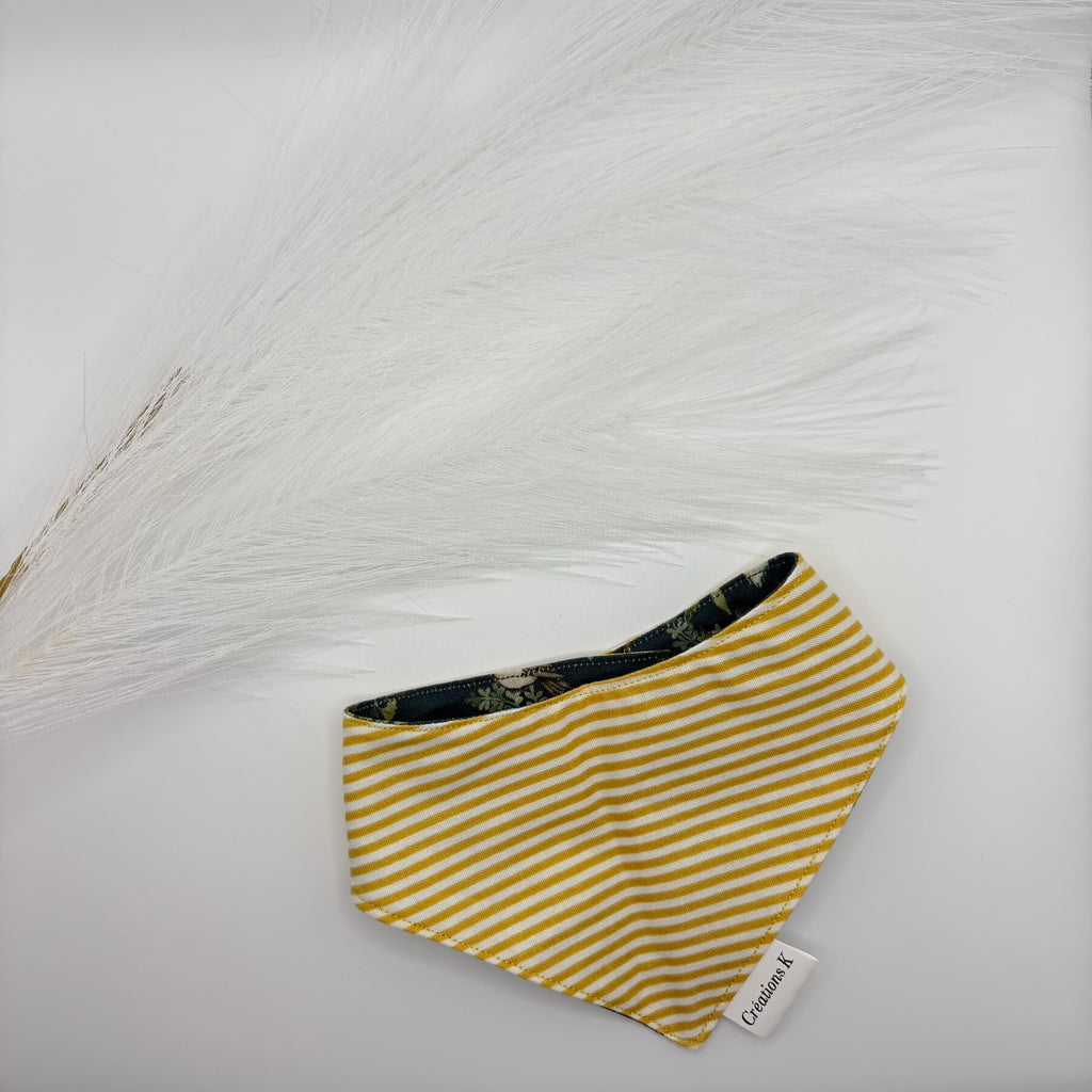 Foulard réversible XS - Ligné Jaune + Animaux