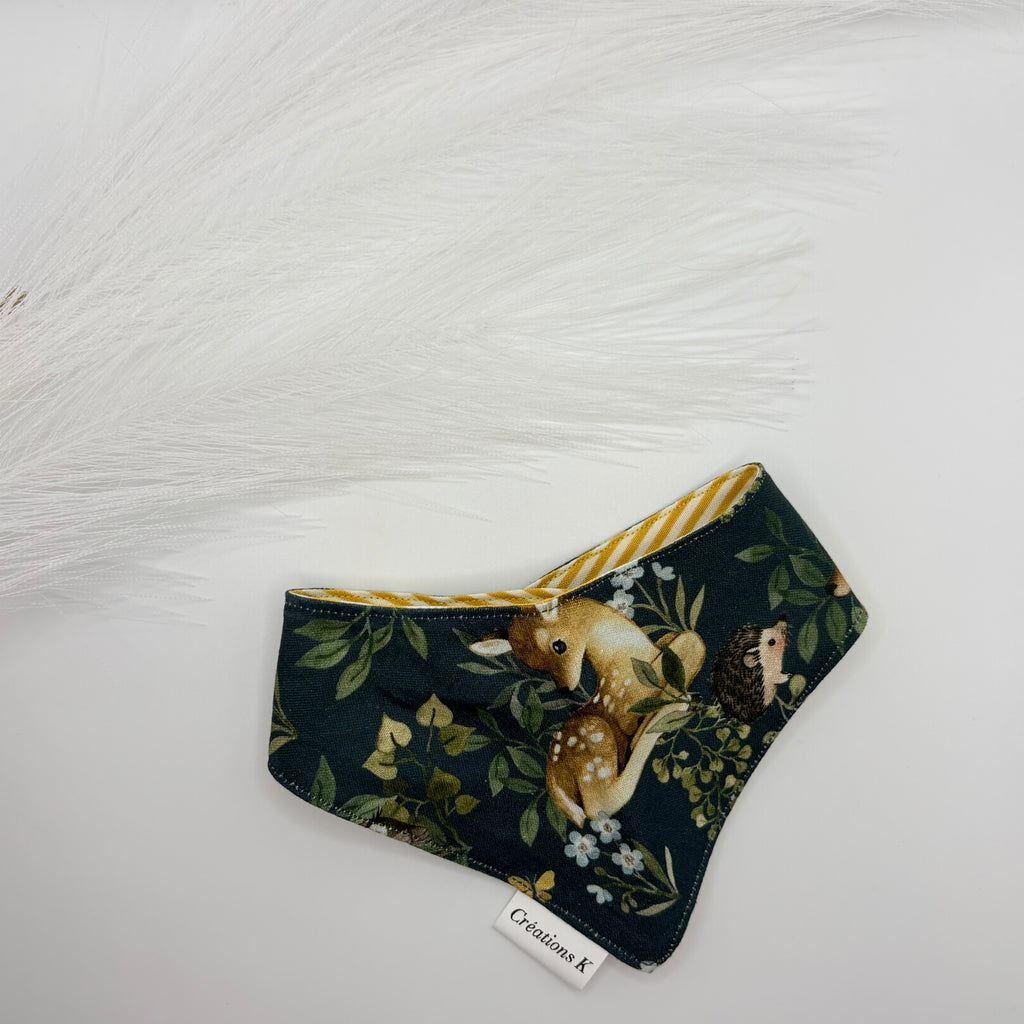 Foulard réversible XS - Ligné Jaune + Animaux