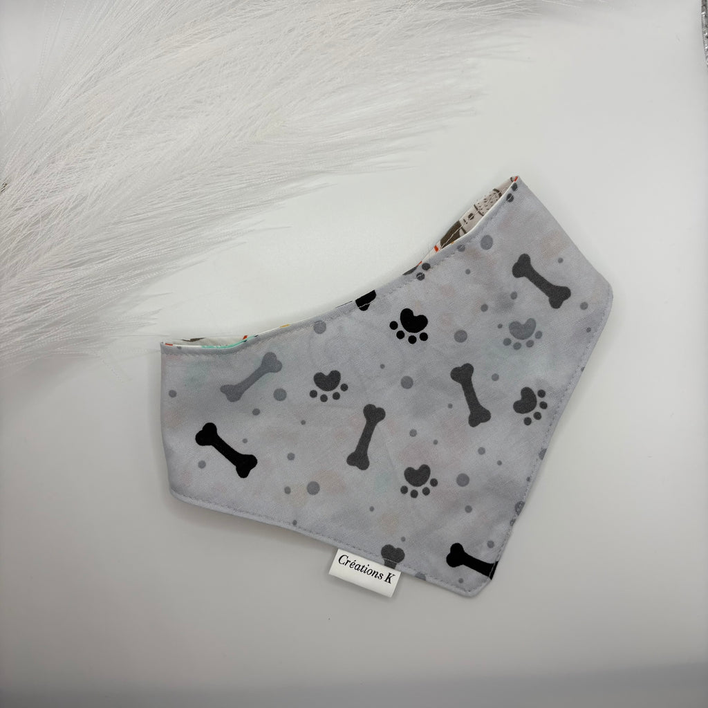 Foulard réversible Médium - Chien + Os