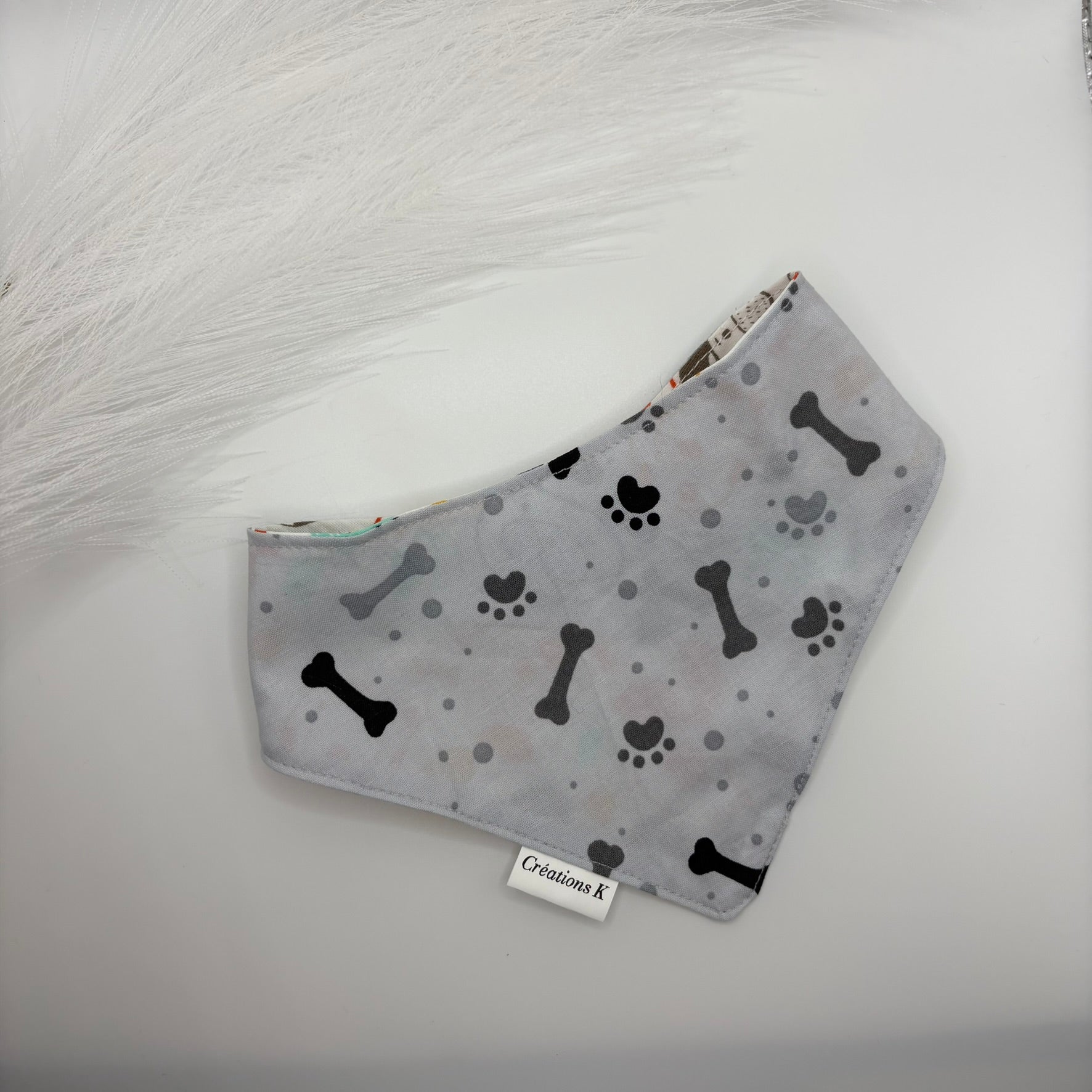 Foulard réversible Médium - Chien + Os