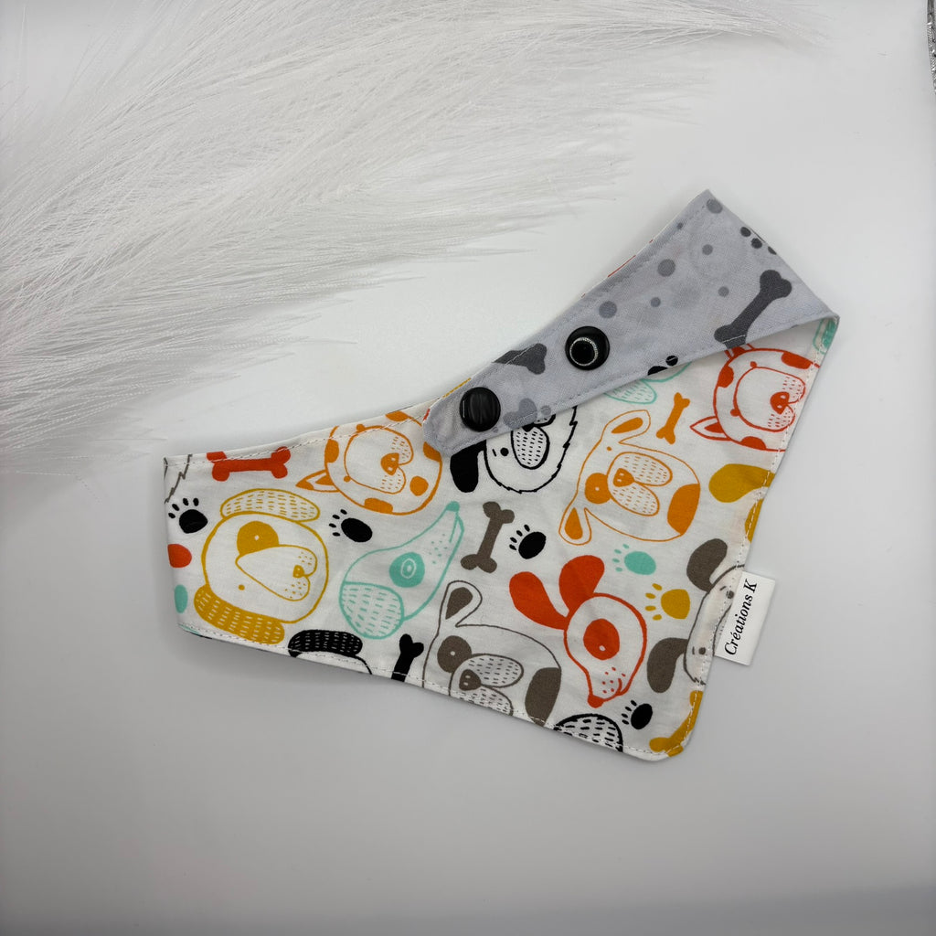 Foulard réversible Médium - Chien + Os