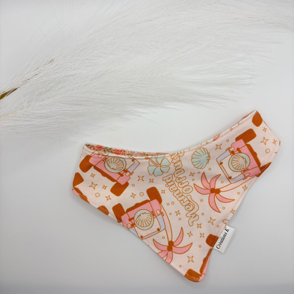 Foulard réversible Médium - Fleur rose + Jeep