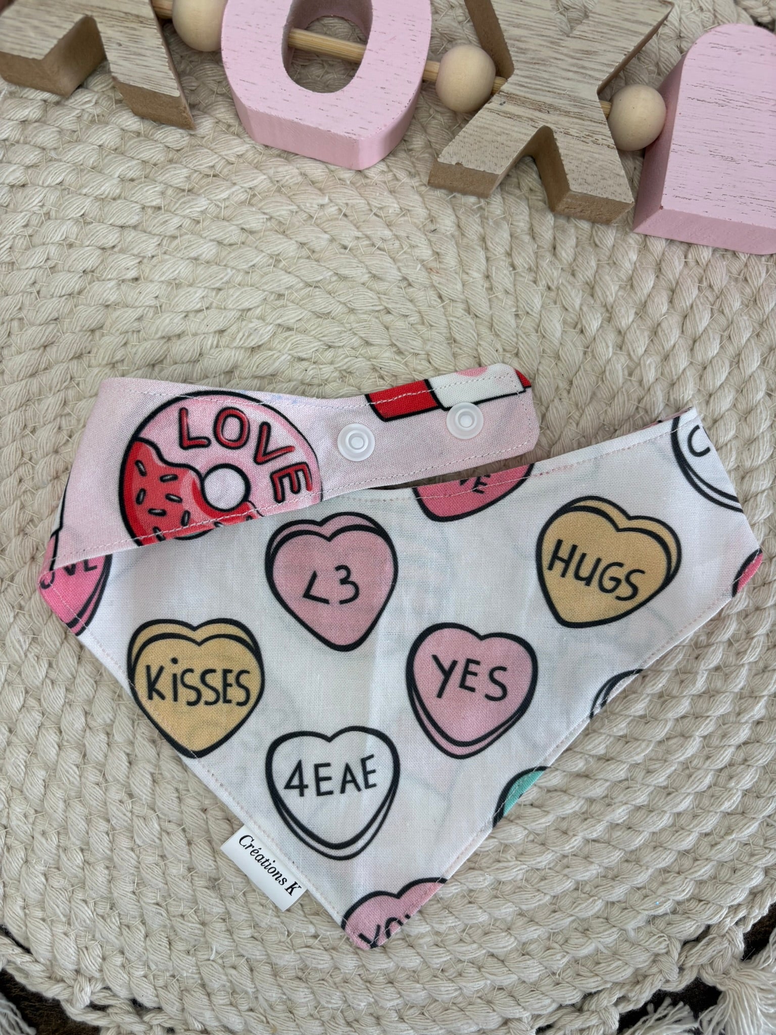 Foulard réversible - Coeur + Café