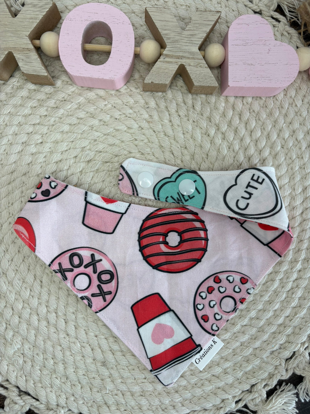 Foulard réversible - Coeur + Café