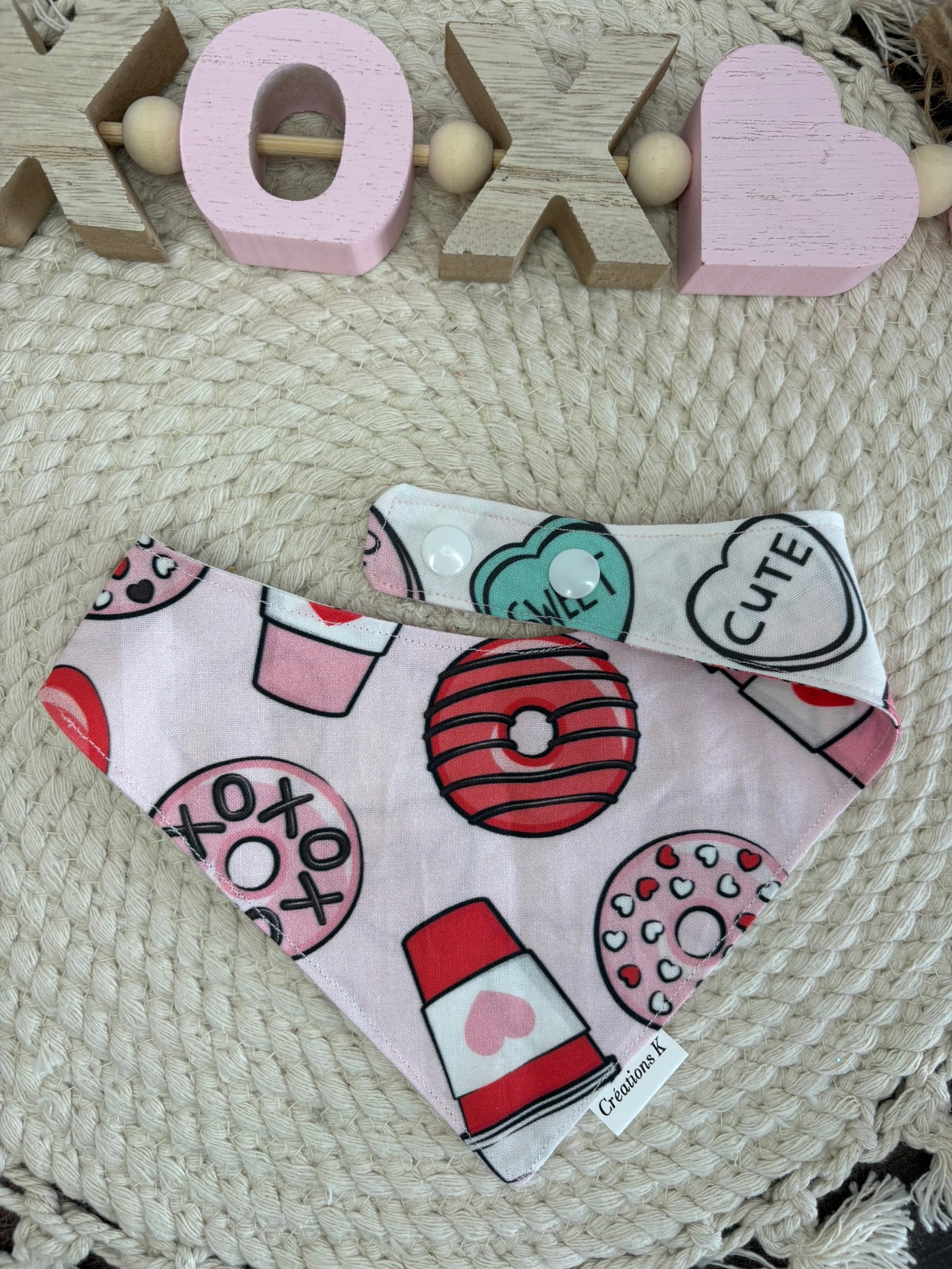 Foulard réversible - Coeur + Café