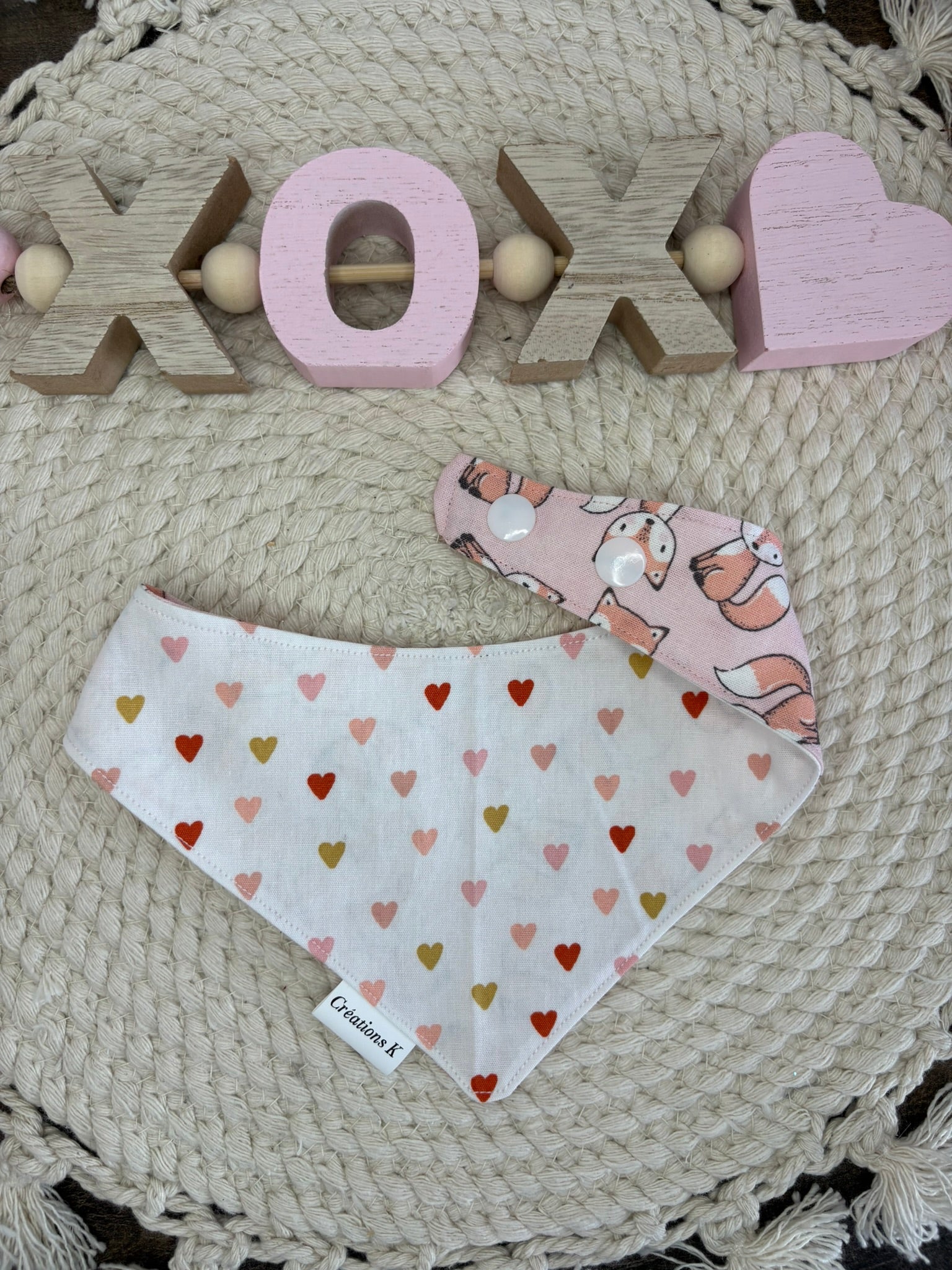 Foulard réversible - Coeur + Renard