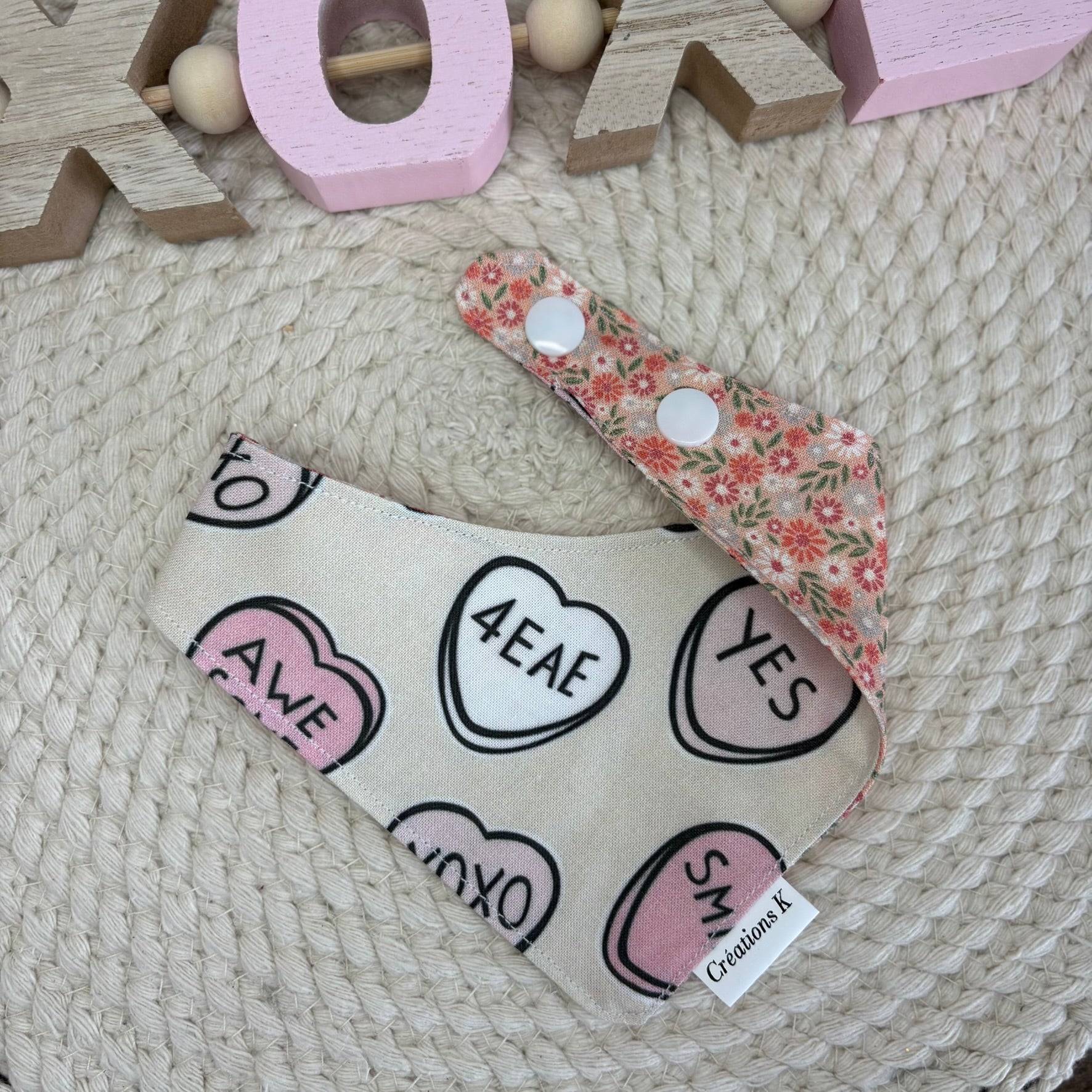 Foulard réversible - Fleur + Coeur