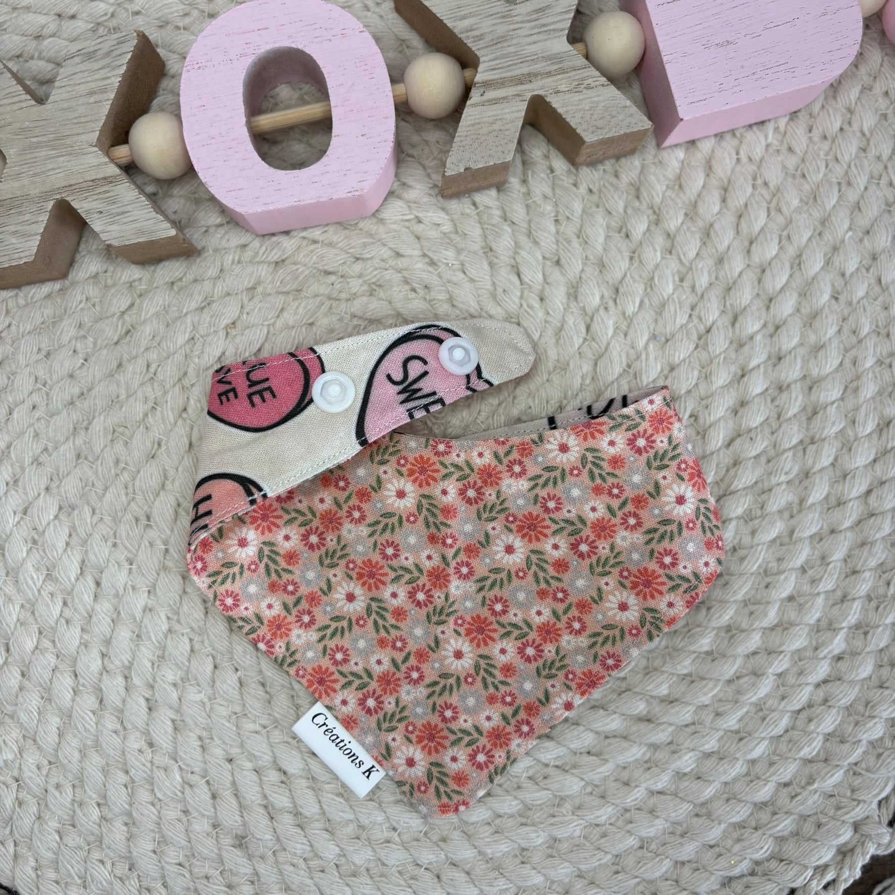 Foulard réversible - Fleur + Coeur