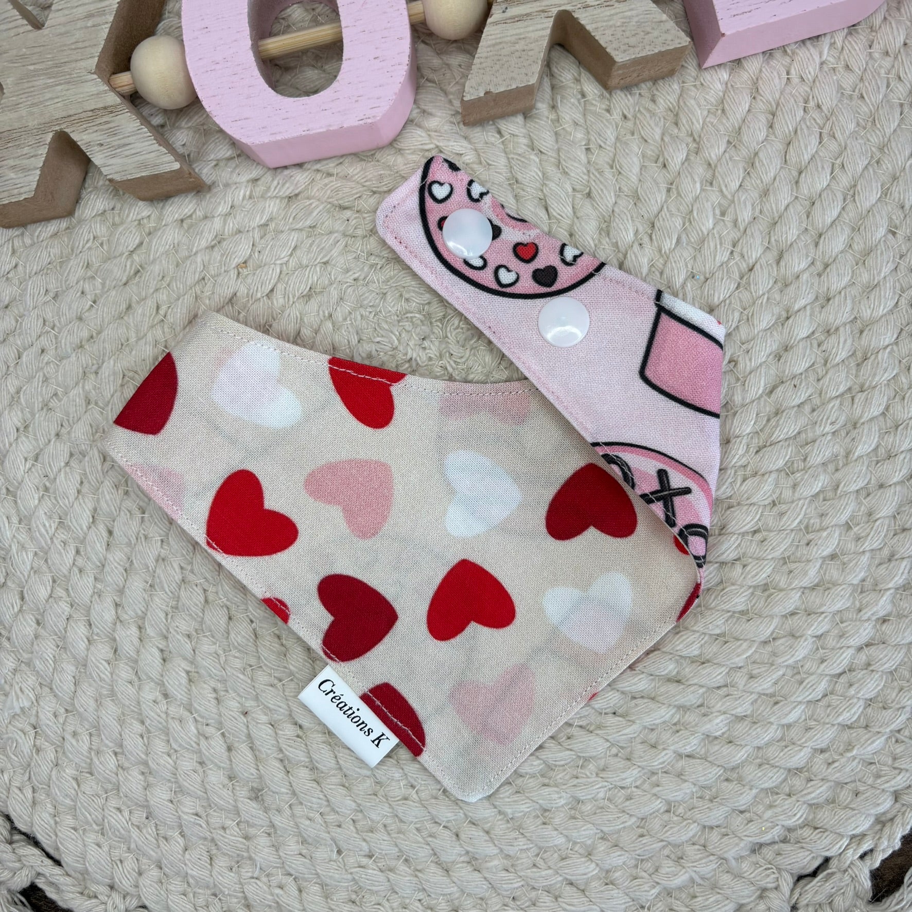 Foulard réversible - Café + Coeur