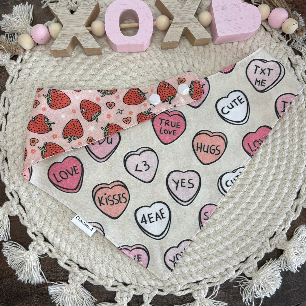 Foulard réversible - Fraise + Coeur